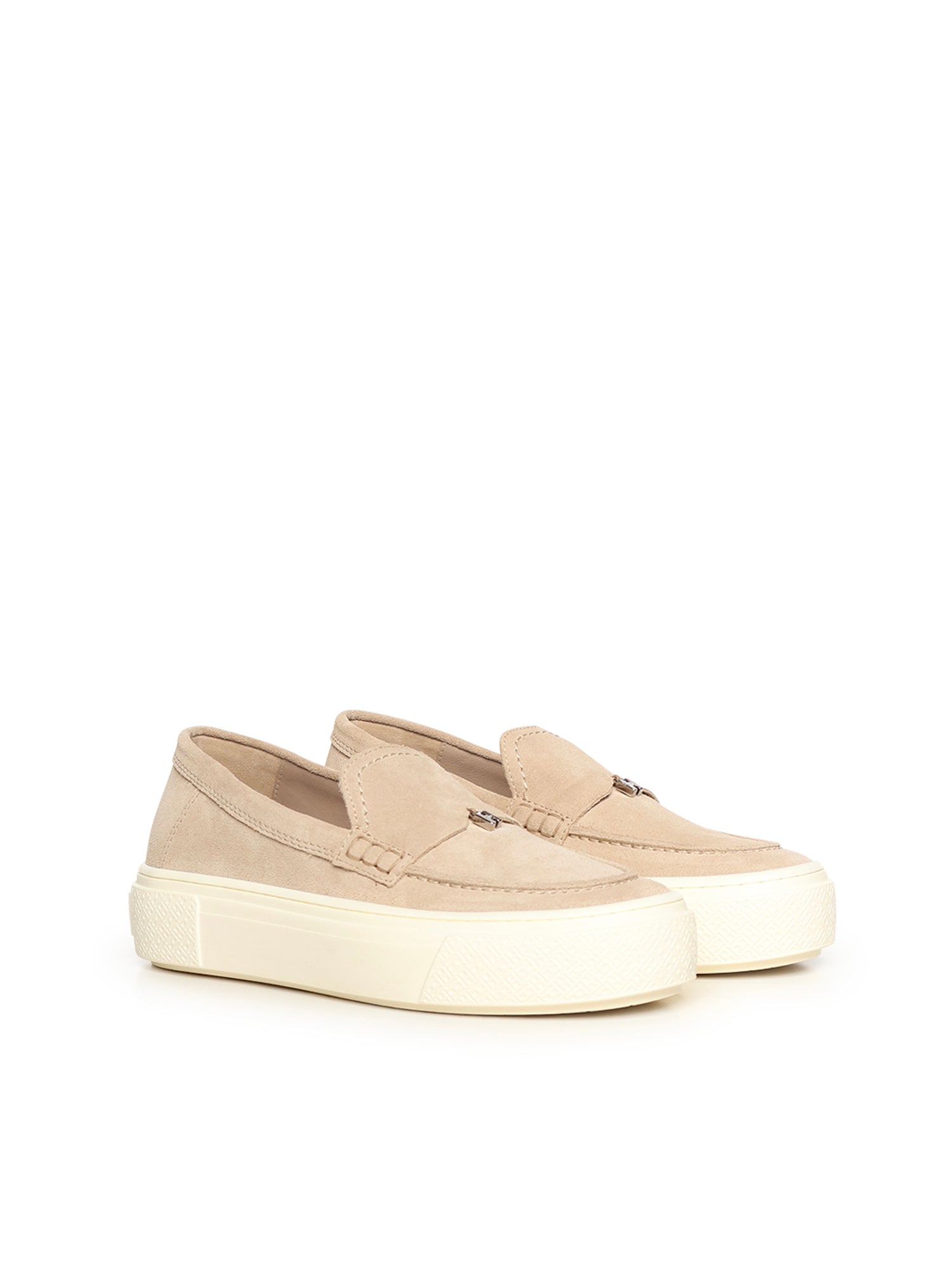 Hogan Flat Shoes Beige Suede