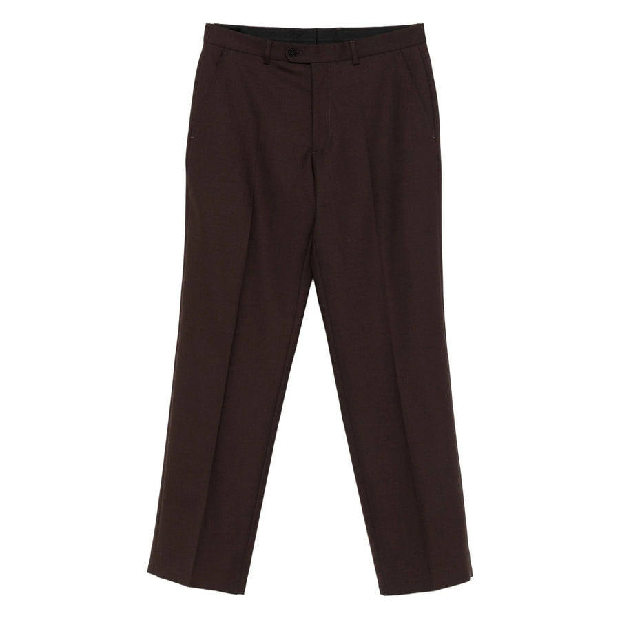 Straight-Leg Wool Trousers Brown Regular &