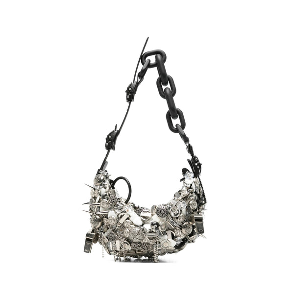 Bum Bag With Spike And Crystal Details Silver/white