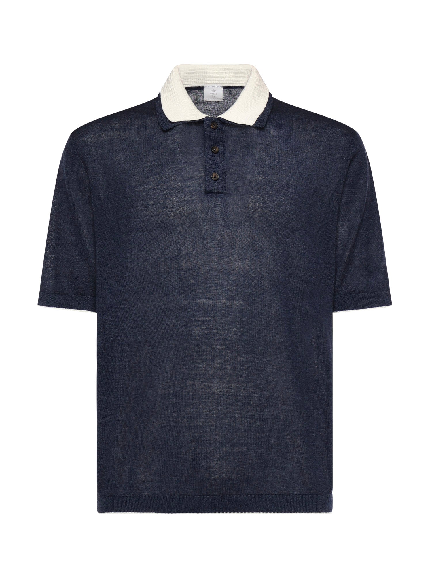 Eleventy T-Shirts And Polos Blue, White Linen Cotton Cashmere Silk