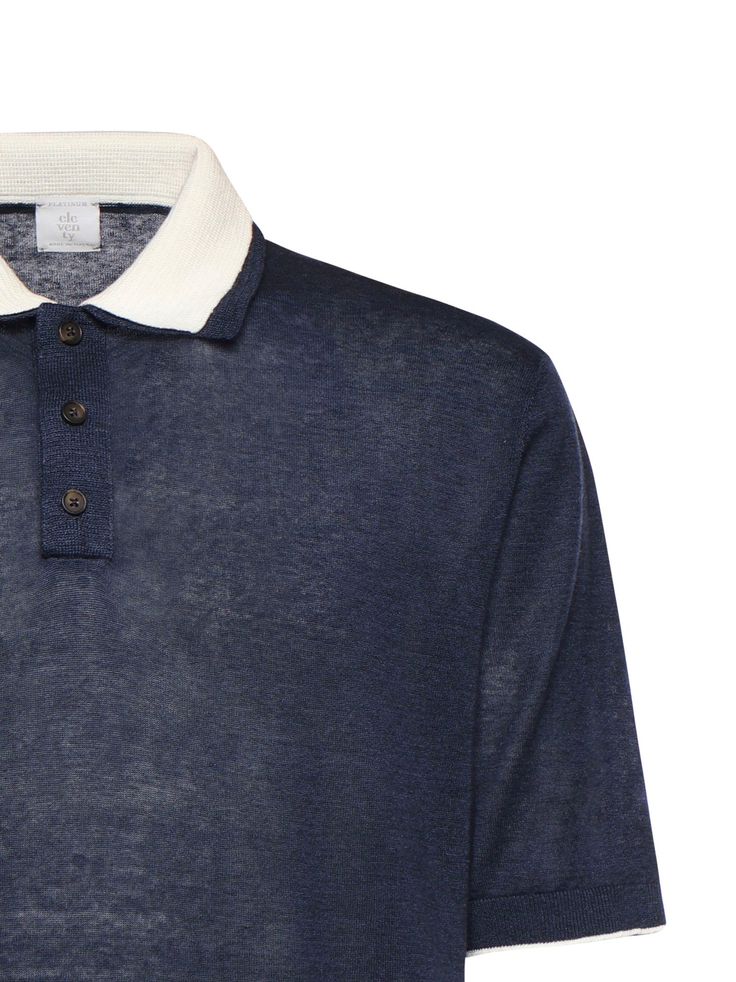 Eleventy T-Shirts And Polos Blue, White Linen Cotton Cashmere Silk