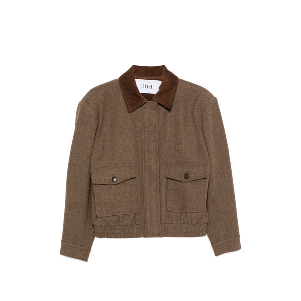 Bomber Jacket With Corduroy Collar Brown Outer: Polyester