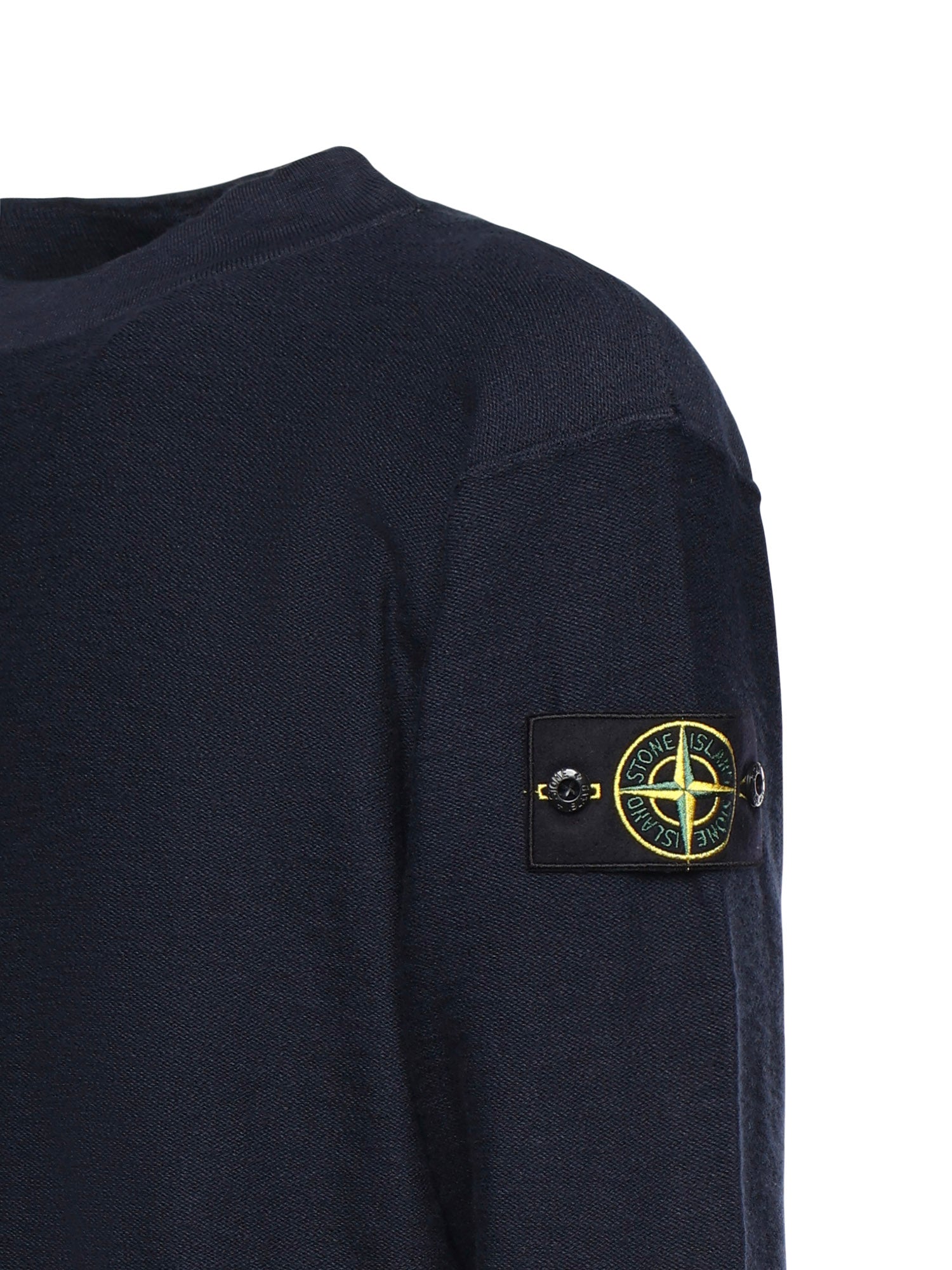 Stone Island Sweaters Blue Cotton Polyamide