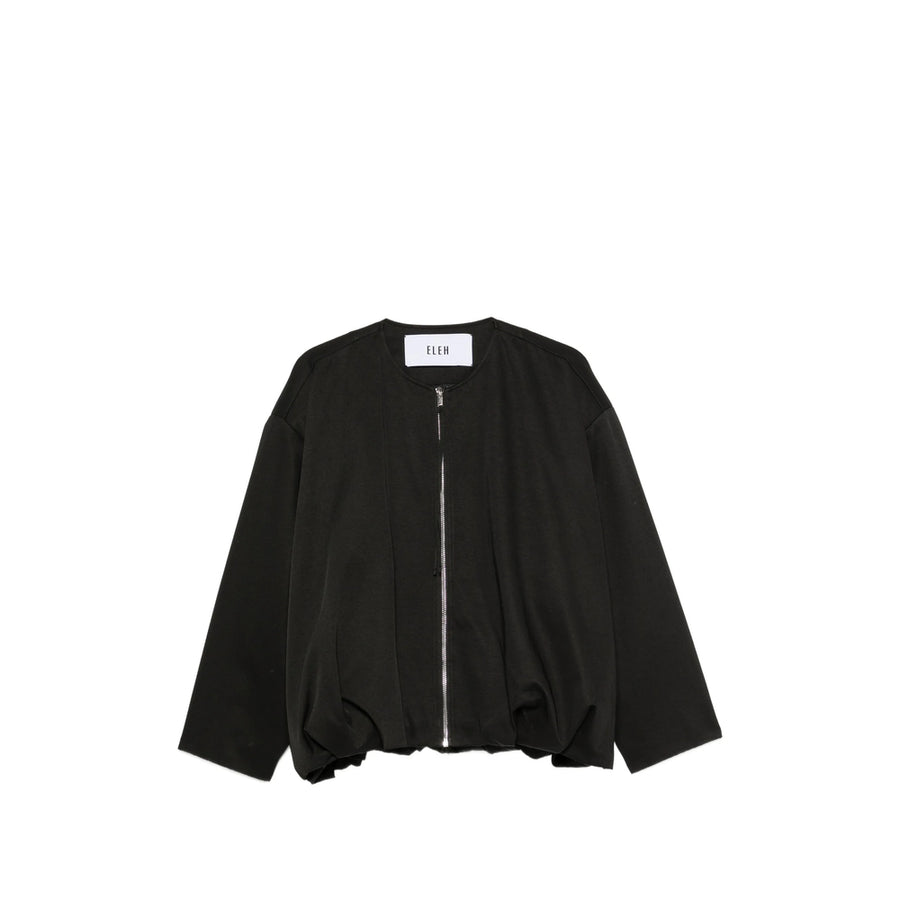 Oversized Zip-Up Jacket Black Polyester
