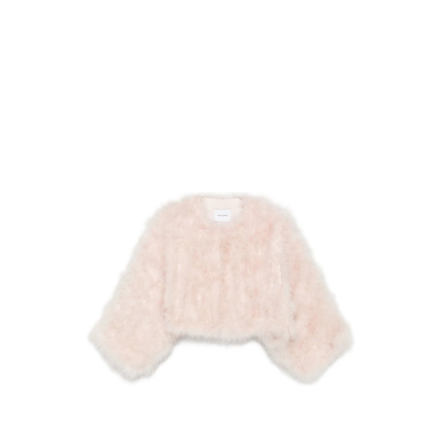 Faux Fur Cropped Cape Pink Artificial Ponchos