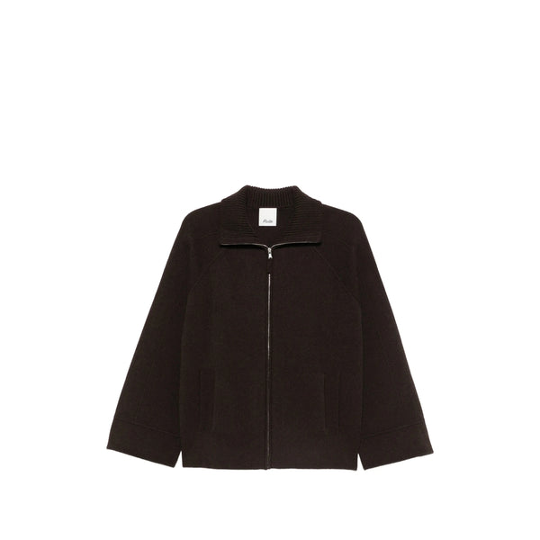 Wool And Cashmere Zip-Up Cardigan Brown Virgin Cardigans