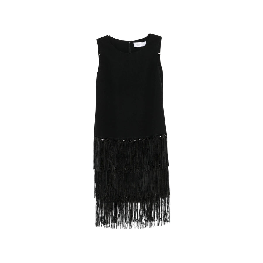 Dress With Sequin And Fringe Details Black Acrylic Cocktail & Party