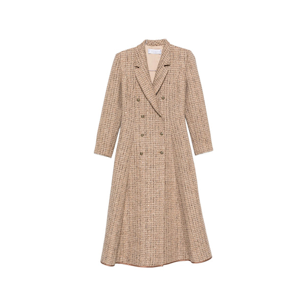 Double-Breasted Morga Dress Beige Bouclé Neutrals Outer: Polyester Double Breasted & Peacoats