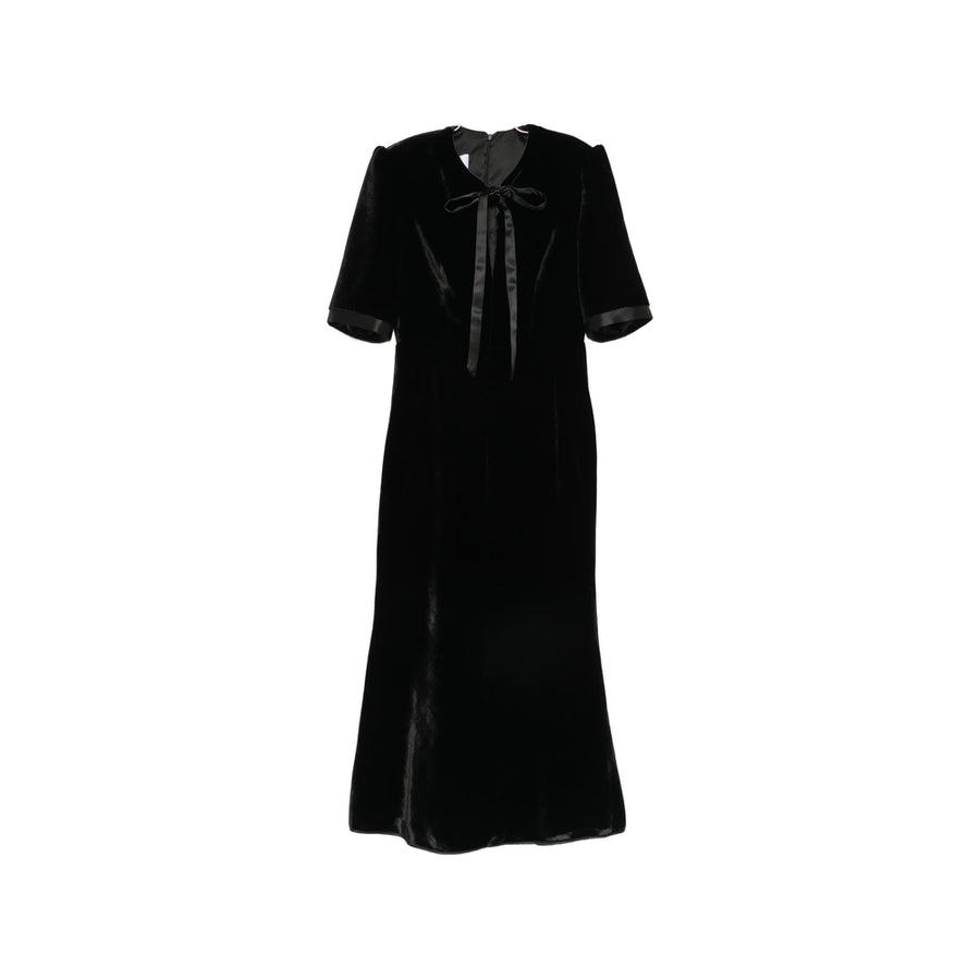 Velvet Dress With Bow Detail Black Outer: Viscose Cocktail & Party