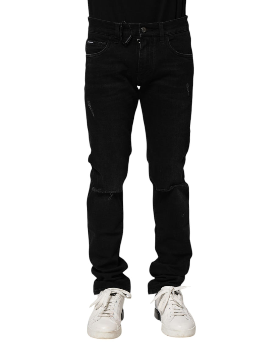 Black Cotton Skinny Men Denim Jeans Elastane Clothing