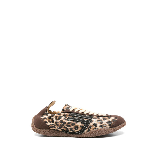 Leopard Print Sneakers Brown/black Polyurethane Trainers
