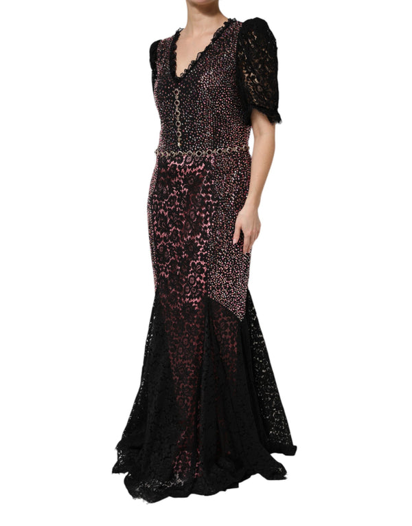 Dolce & Gabbana 46% Silk 25% Cotton 22% Viscose 4% Elastane 3% Nylon mermaid gown in black