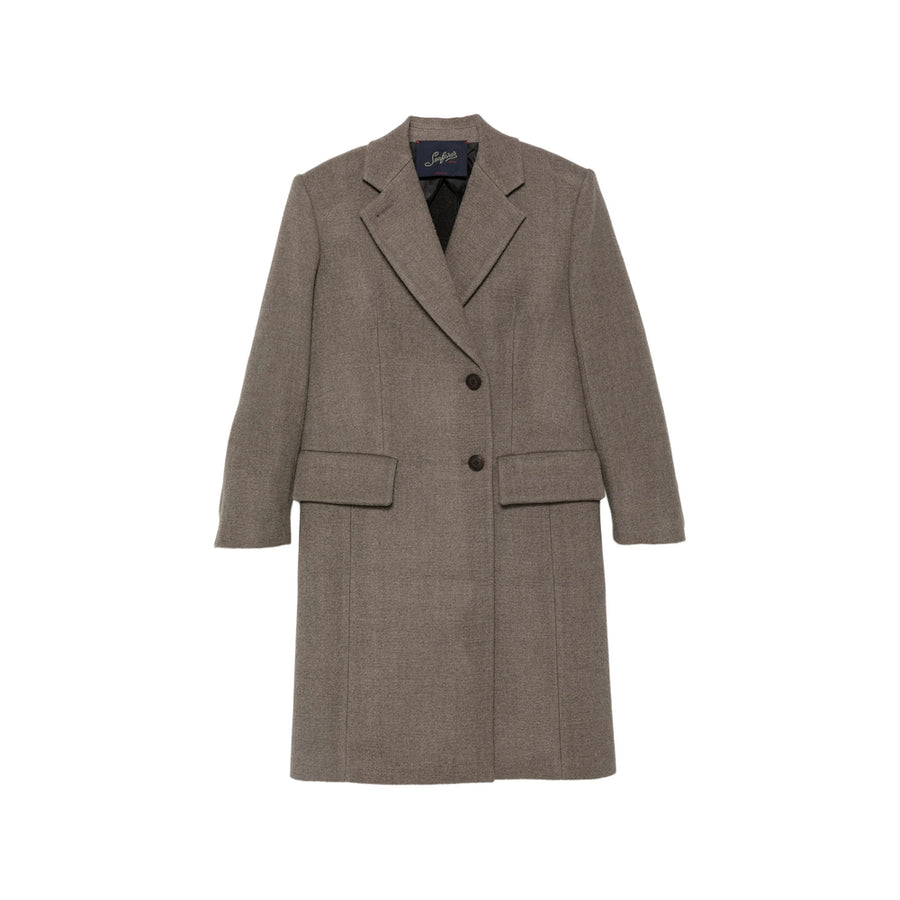 Double-Breasted Grey Wool Coat Merino Double Breasted & Peacoats