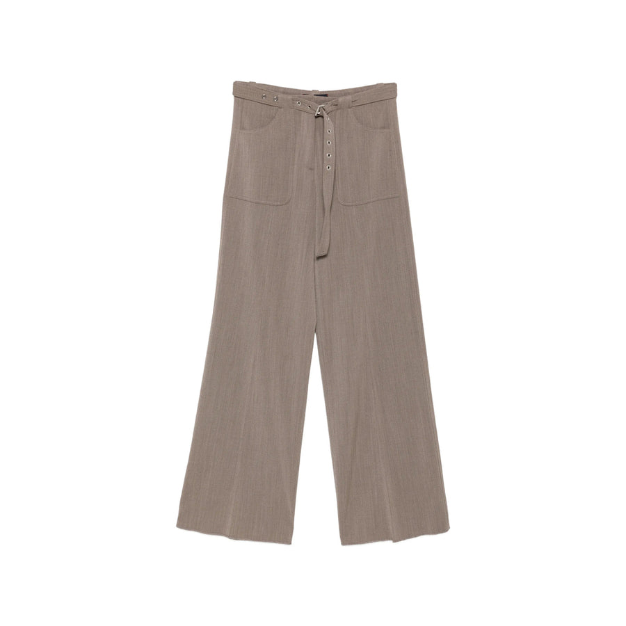 Flared Trousers Brown Virgin Wool Outer