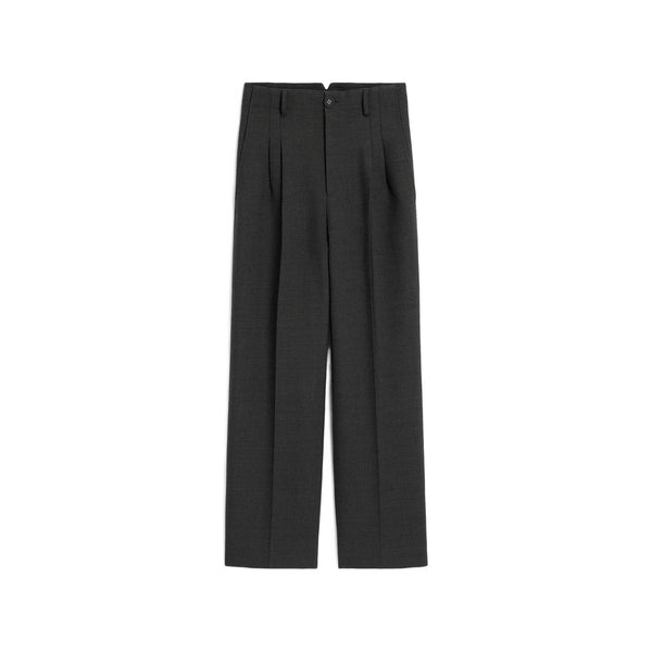 Tailored Carrot Fit Wool Trousers Grey
