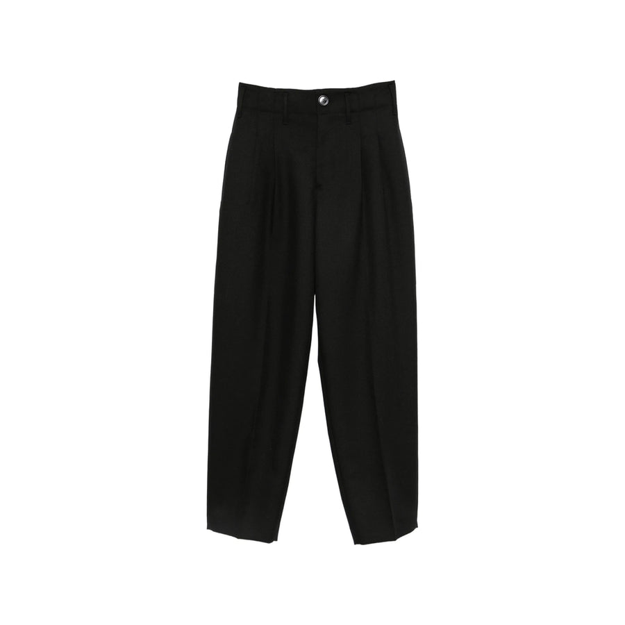 Pleated Virgin Wool Trousers Black Regular & Straight-leg