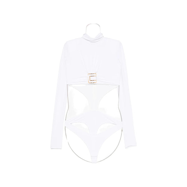 High Neck Bodysuit White Polyamide T-shirts & Jerseys