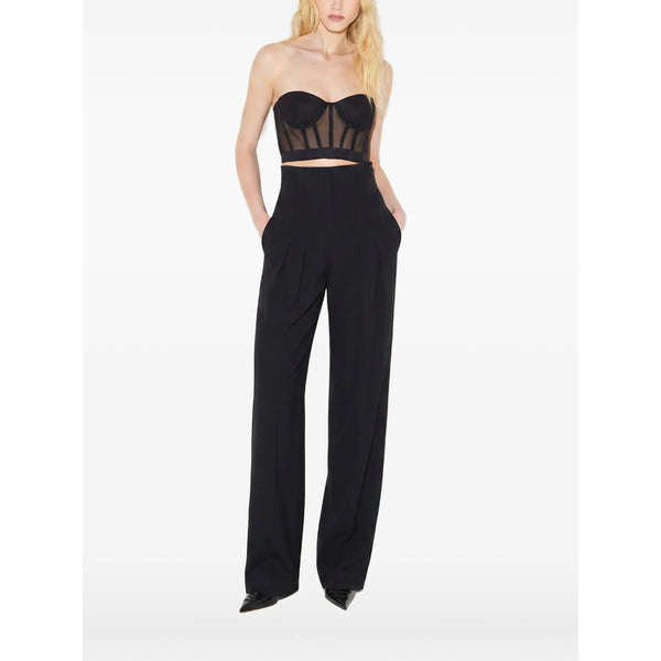 Black Mesh Corset Top Polyamide Vests & Tank Tops