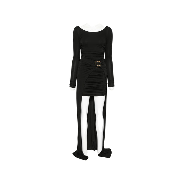Dress With Ruched Asymmetric Detail Black Outer: Viscose Evening