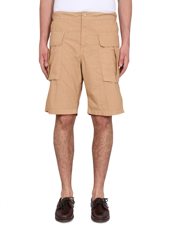 Bermuda Shorts With Button Closure Yellow Cotton