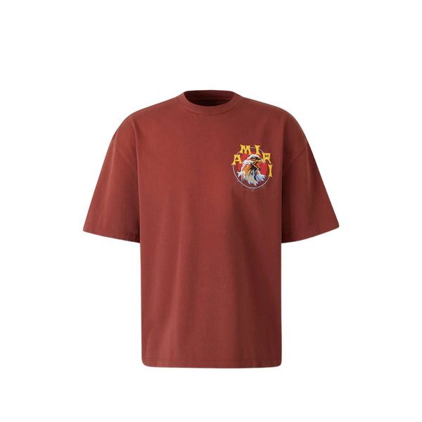 T-Shirt Eagle Print Brick Red Cotton T-shirts And Polos