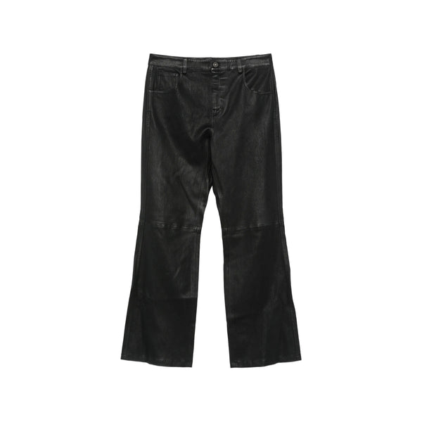 Wide-Leg Leather Trousers Black