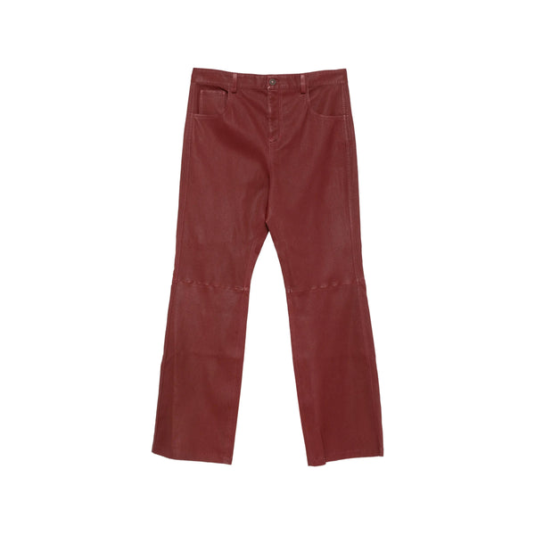 Wide-Leg Leather Trousers Red Calf