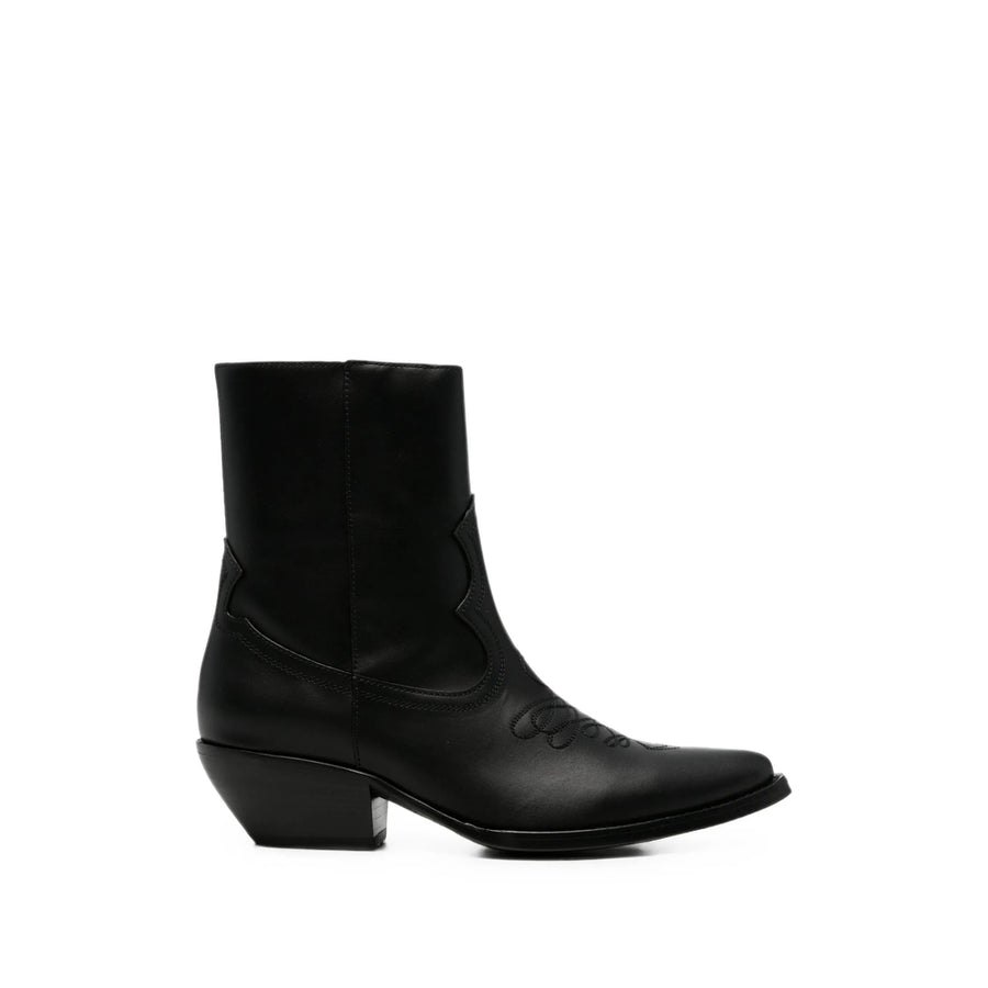 Leather Western Boots Black Calf Leather; Sole