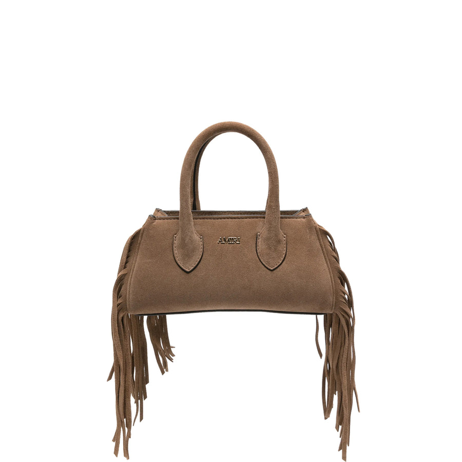 Tote Bag Brown Suede With Fringe Calf