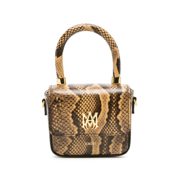 Snakeskin Effect Leather Mini Bag Brown/neutrals Calf