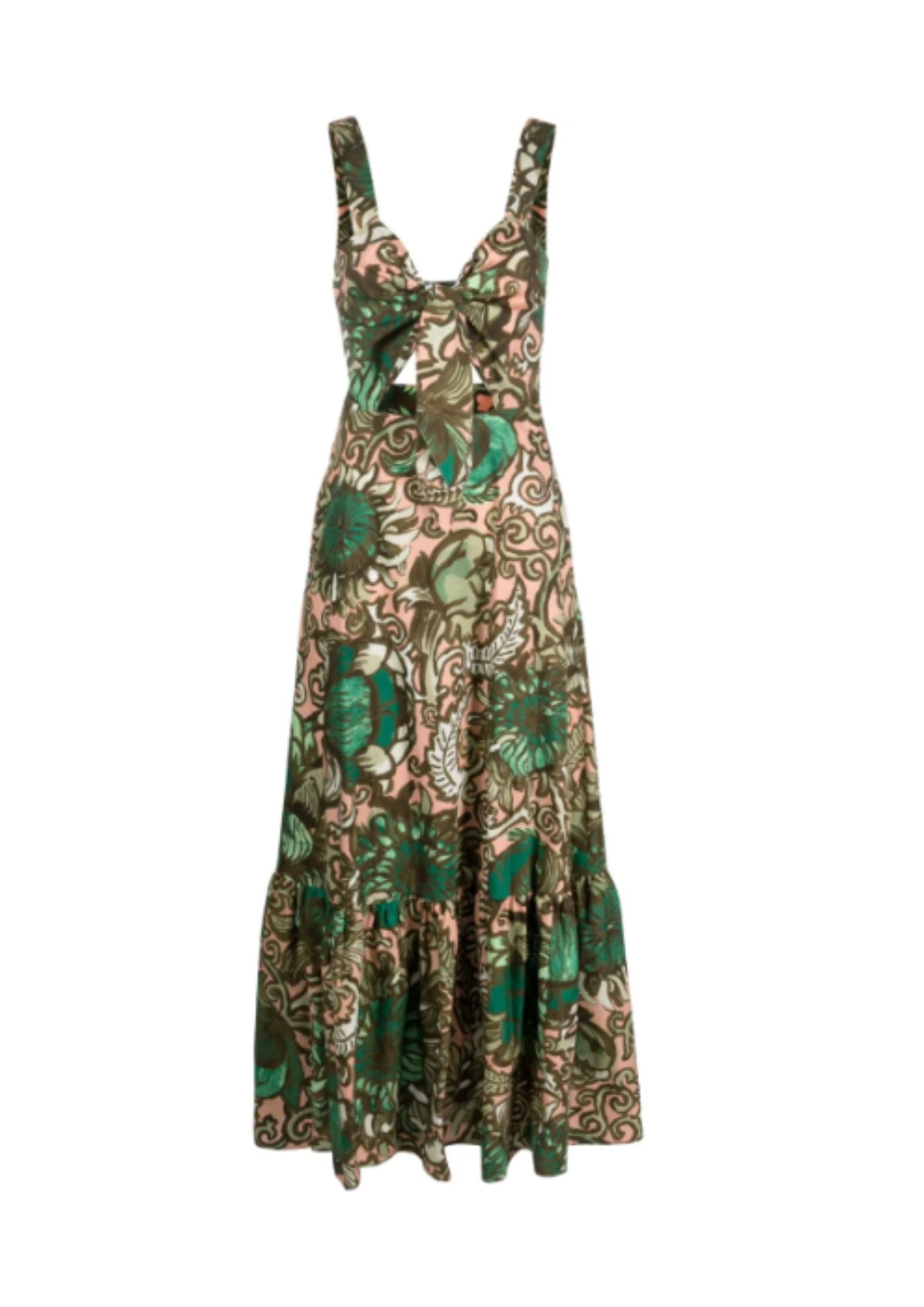 Peek A Boo Dress Green Cotone Abito