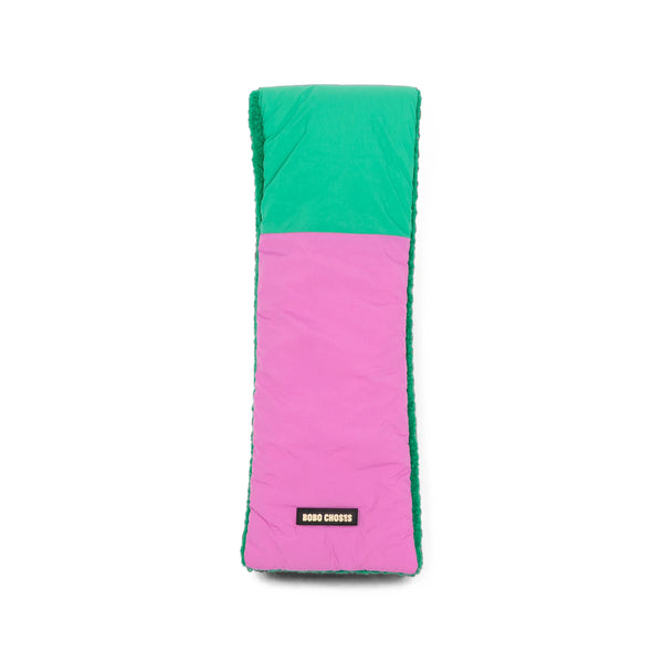 Padded Colour-Block Scarf Green/pink Recycled Polyester Scarfs