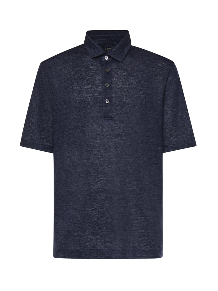 Zegna T-Shirts And Polos Blue Linen