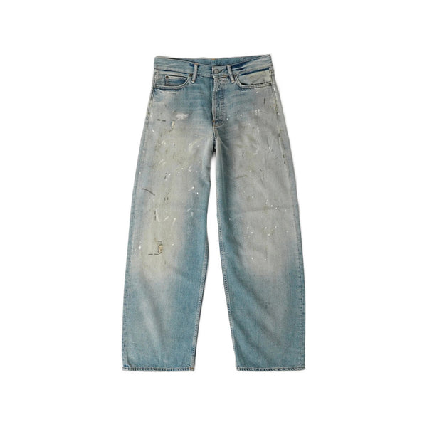 Loose-Fit Painted Denim Jeans Blue Cotton