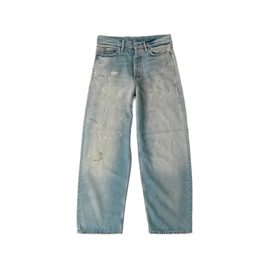 Loose-Fit Painted Denim Jeans Blue Cotton