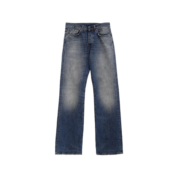 Straight-Leg Jeans Mid Blue Denim Cotton