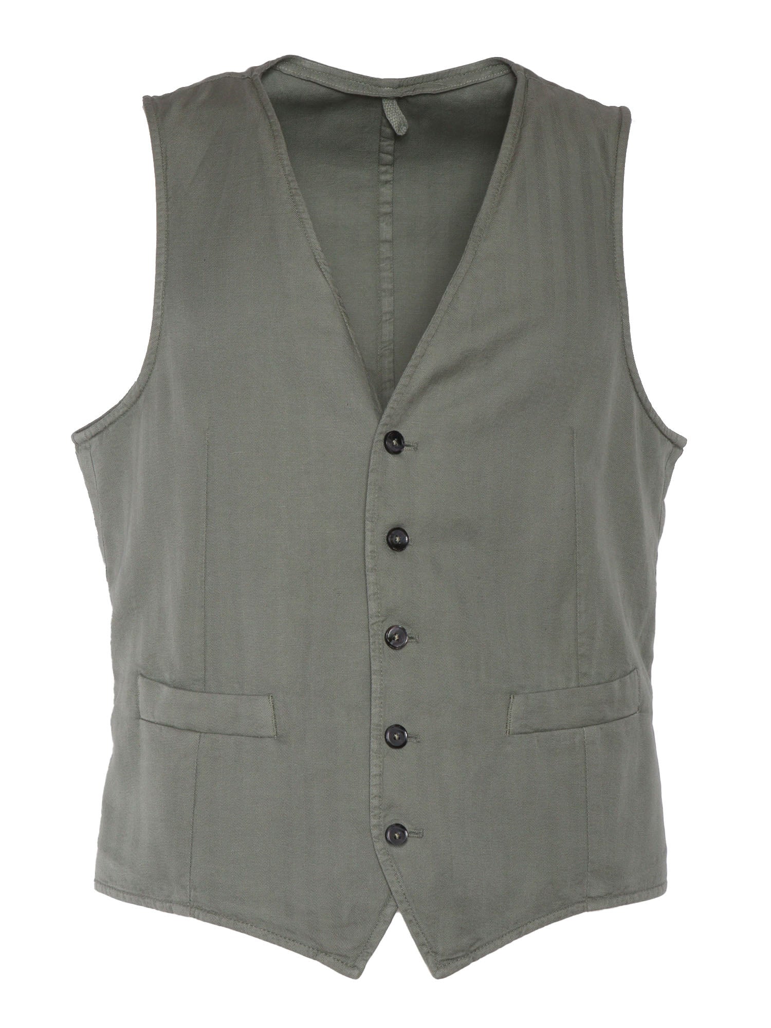 Vest Green Cotton Linen