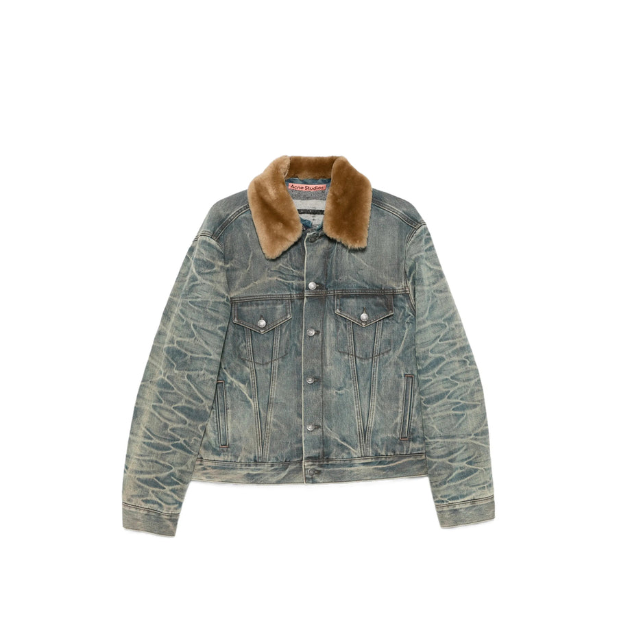 Denim Jacket Pass With Shearling Collar Blue Outer: Cotton; Lining: Cotton