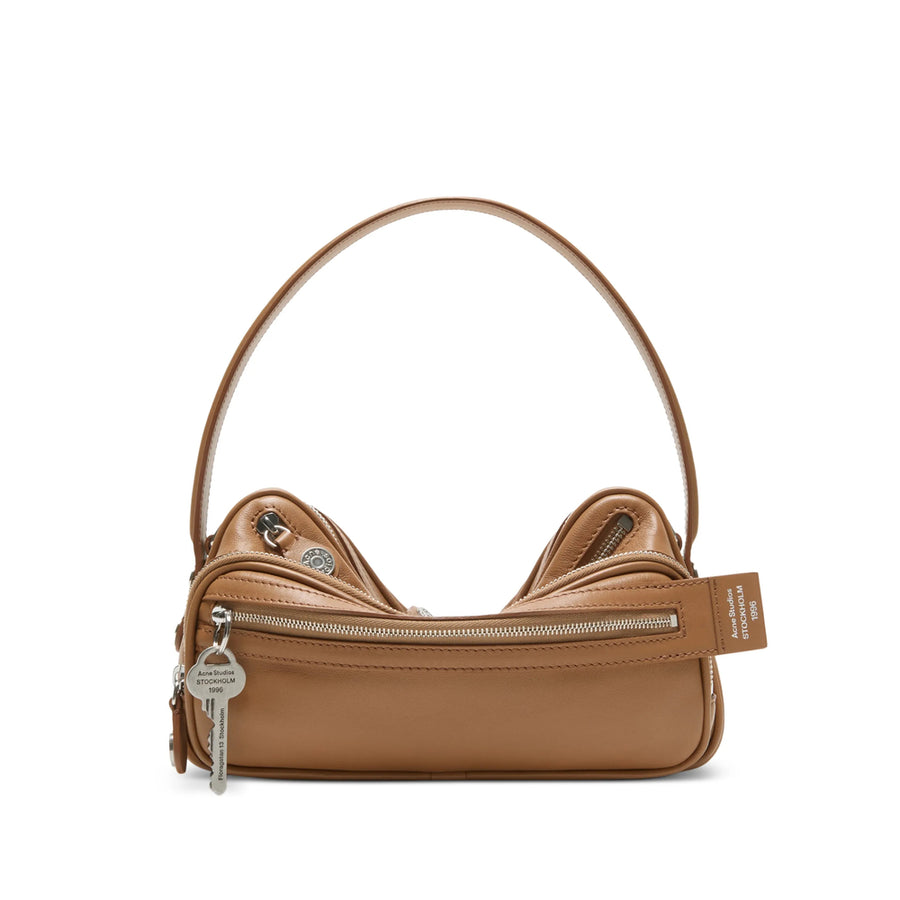 Camero Party Leather Shoulder Bag Brown Leather/nylon