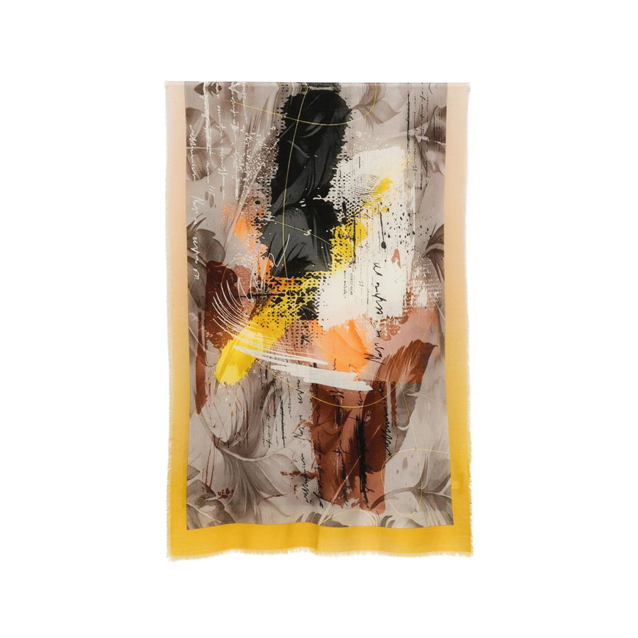 Stole Mika Wool Abstract Print Neutrals Scarfs