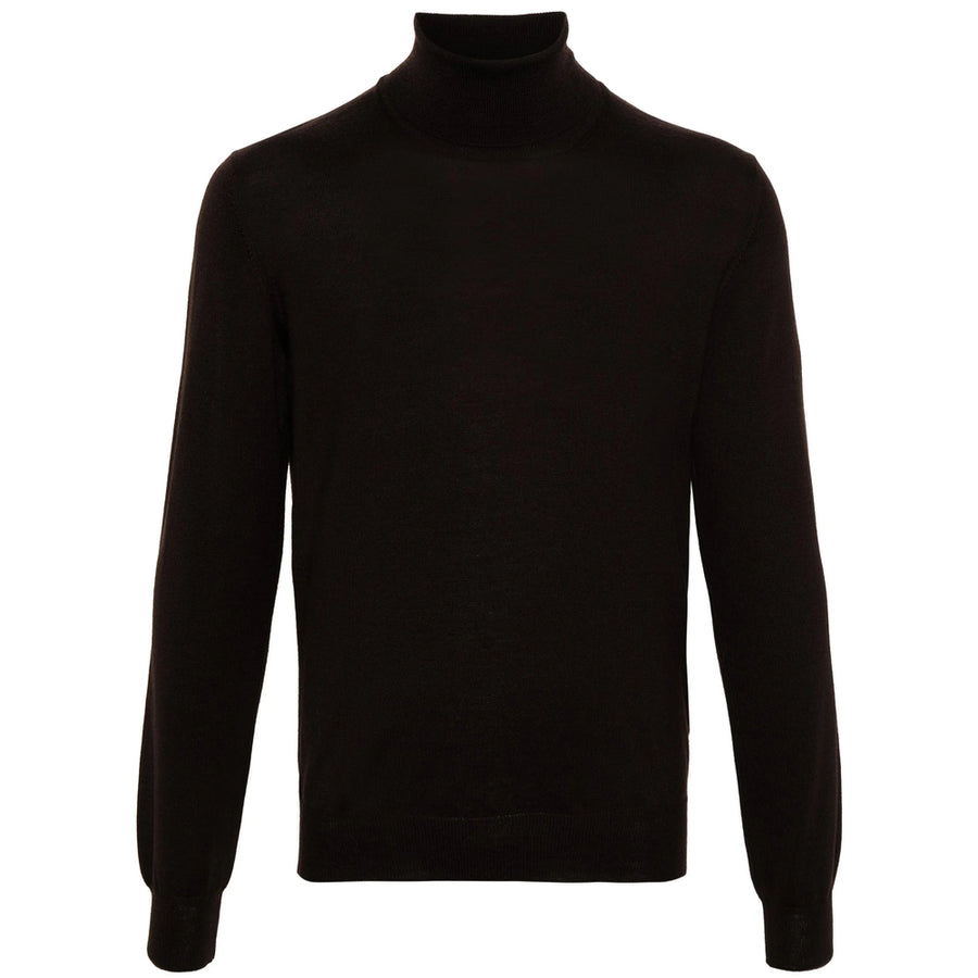 Roll Neck Sweater Brown Virgin Wool Jumpers