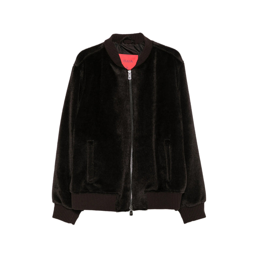 Bomber Jacket Faux Fur Brown Alpaca