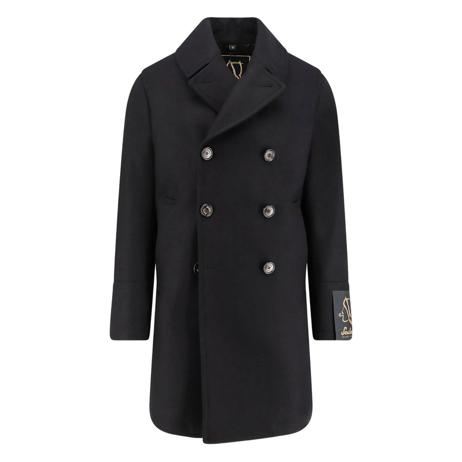 Double-Breasted Wool Coat Black Virgin Double Breasted