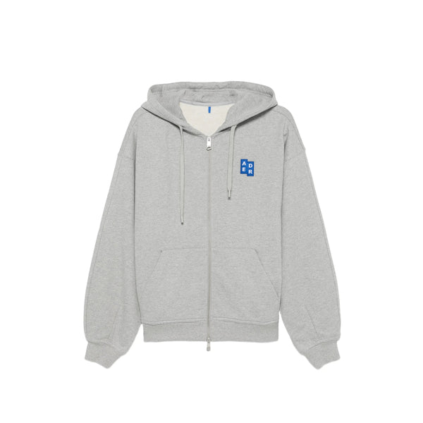 Zip-Up Hoodie Grey Jersey Cotton; Trims: Cotton Sweater