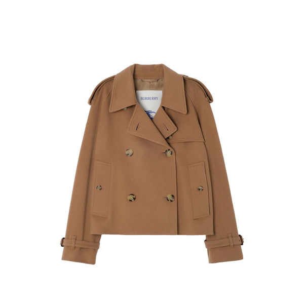 Cropped Mayfair Cashmere Trench Jacket Brown