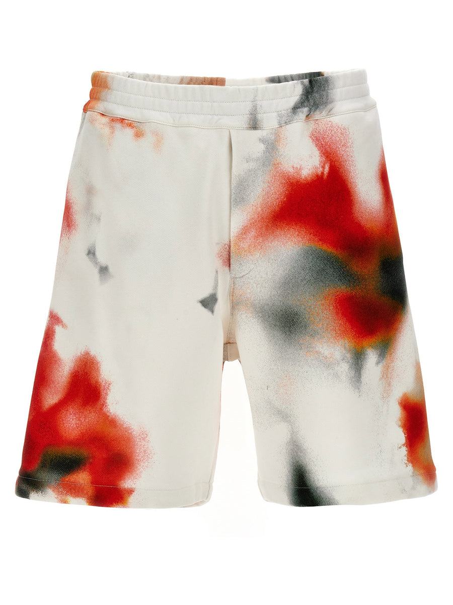 Alexander McQueen Obscured Flower Bermuda Shorts — Cream