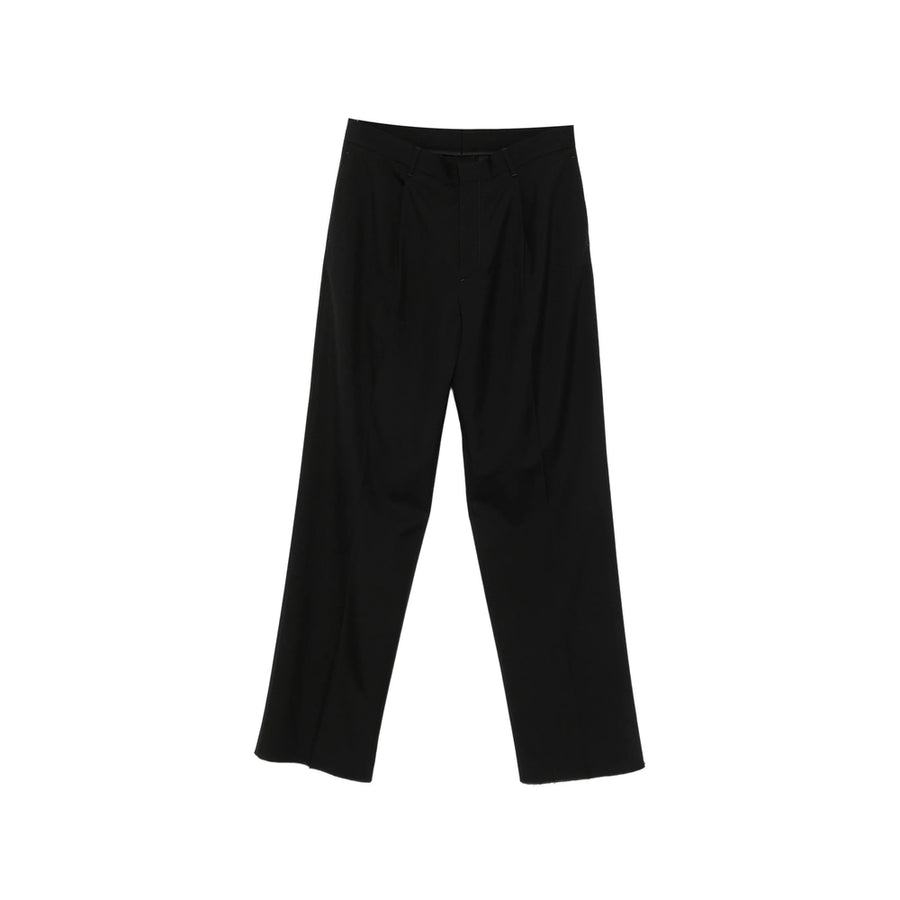Wide-Leg Black Wool Trousers