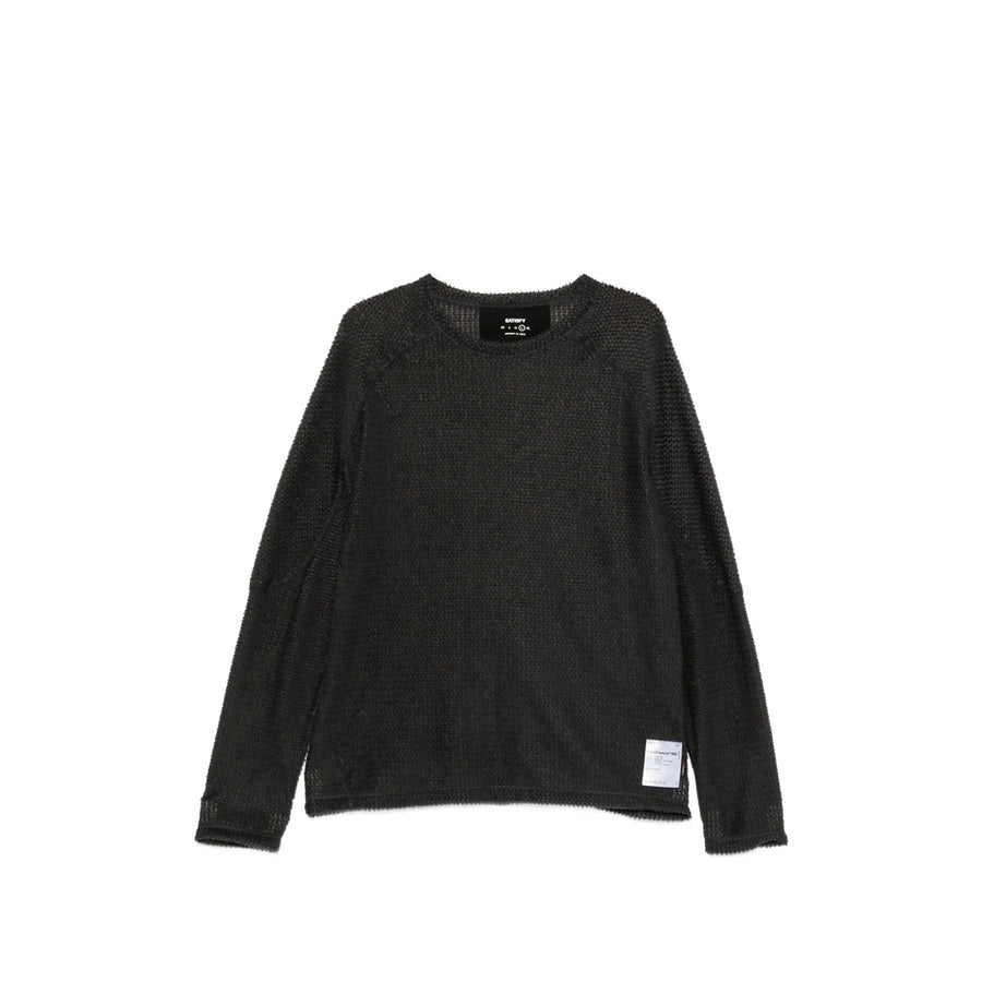 Waffle Knit Sweater Black Polyester