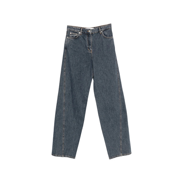 Wide-Leg Twist Acid Wash Jeans Blue