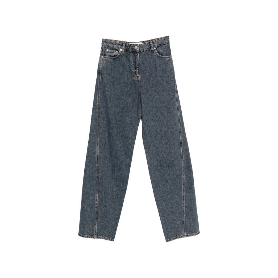 Wide-Leg Twist Acid Wash Jeans Blue